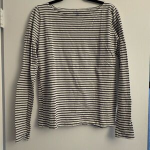 Brandy Melville Navy and White Striped Long Sleeve Tee